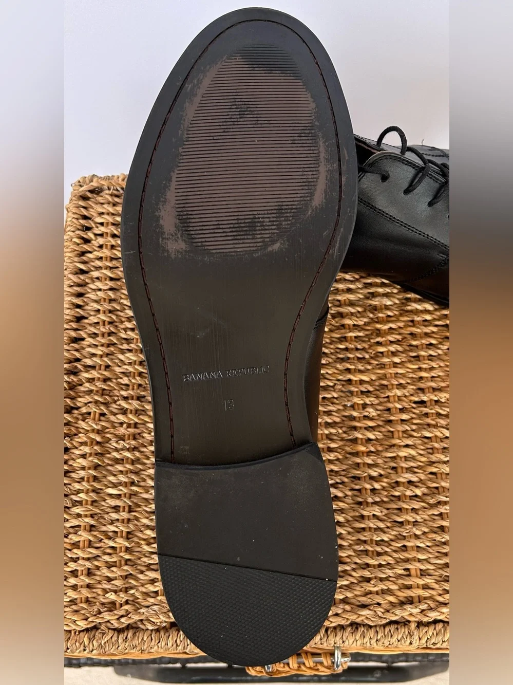 Banana Republic Men’s Italian Leather Derby Dress Shoe Lace-Up Black Size 13
